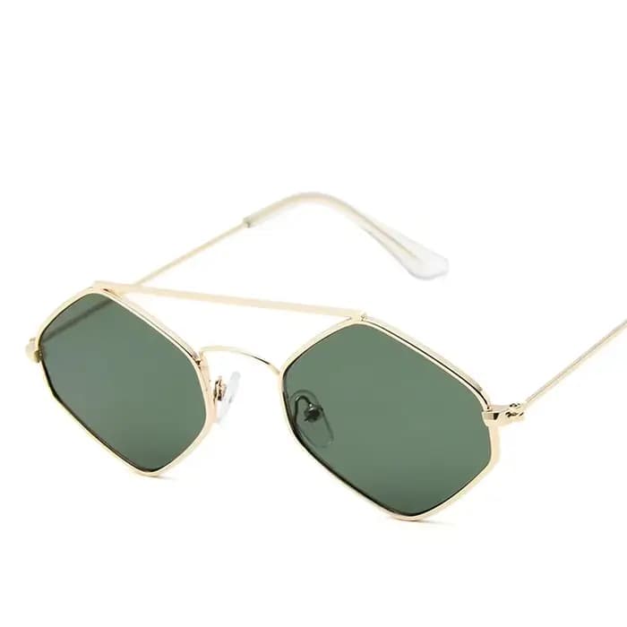 Lunettes de soleil océan polygonales pour femme avec monture métallique rétro et design à double faisceau