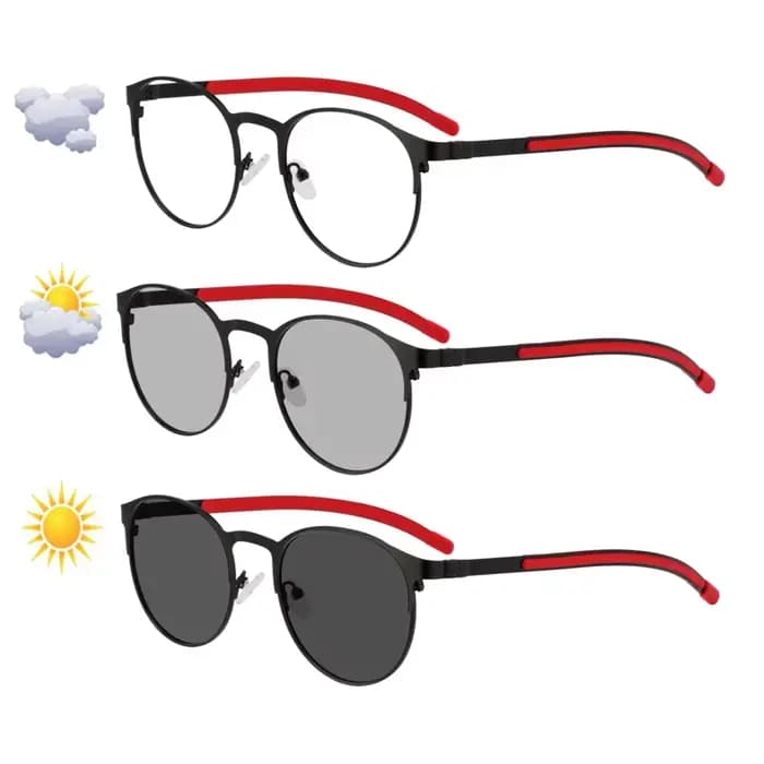 KJDCHD photochromisme lunettes rétro ronde en alliage cadre