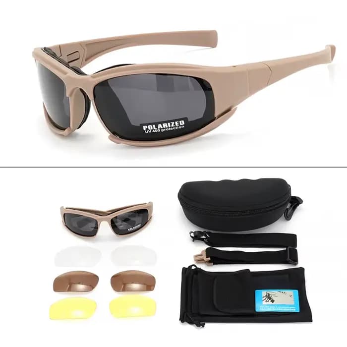 Lunettes tactiques à 4 lentilles 2025 – Lunettes de sécurité polarisées
