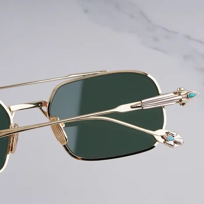 DEAVER Lunettes de soleil pilote double pont dorées de luxe léger pour homme