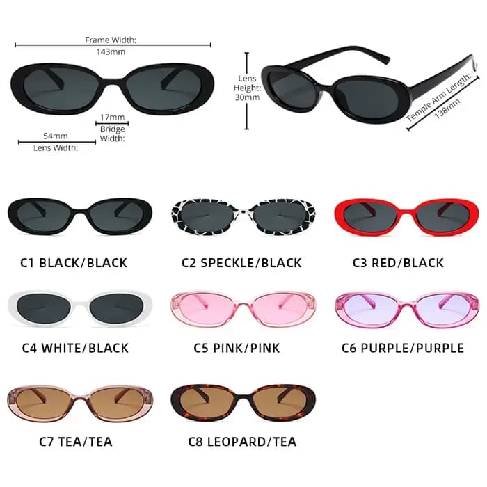 Lunettes de soleil ovales classiques pour femmes