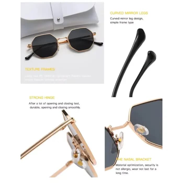 Lunettes de soleil polygonales en métal