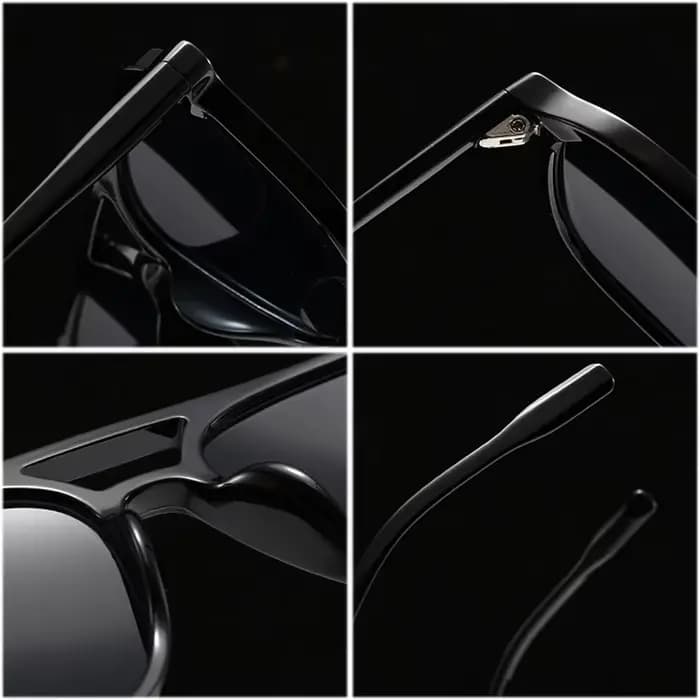 Buc& EI-Lunettes de soleil carrées rétro à double pont pour hommes et femmes