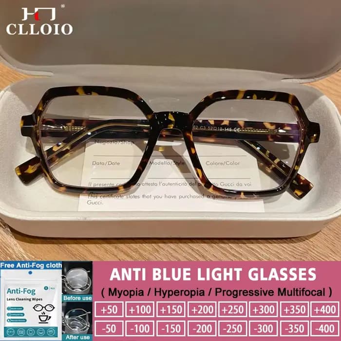CLLOIO dames tendance Style de rue lunettes polygonales changement progressif cadres bleu lumière filtre