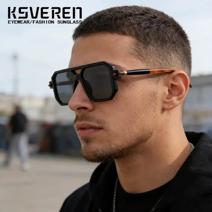 Lunettes de soleil de myopie carrées à double pont pour hommes et femmes