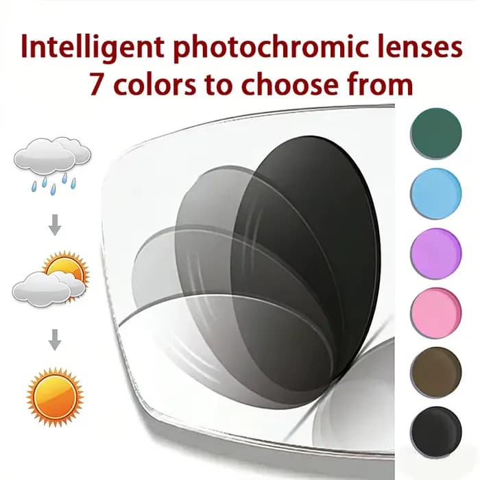Une paire de lentilles optiques photochromiques multifocales progressives en résine CR-39