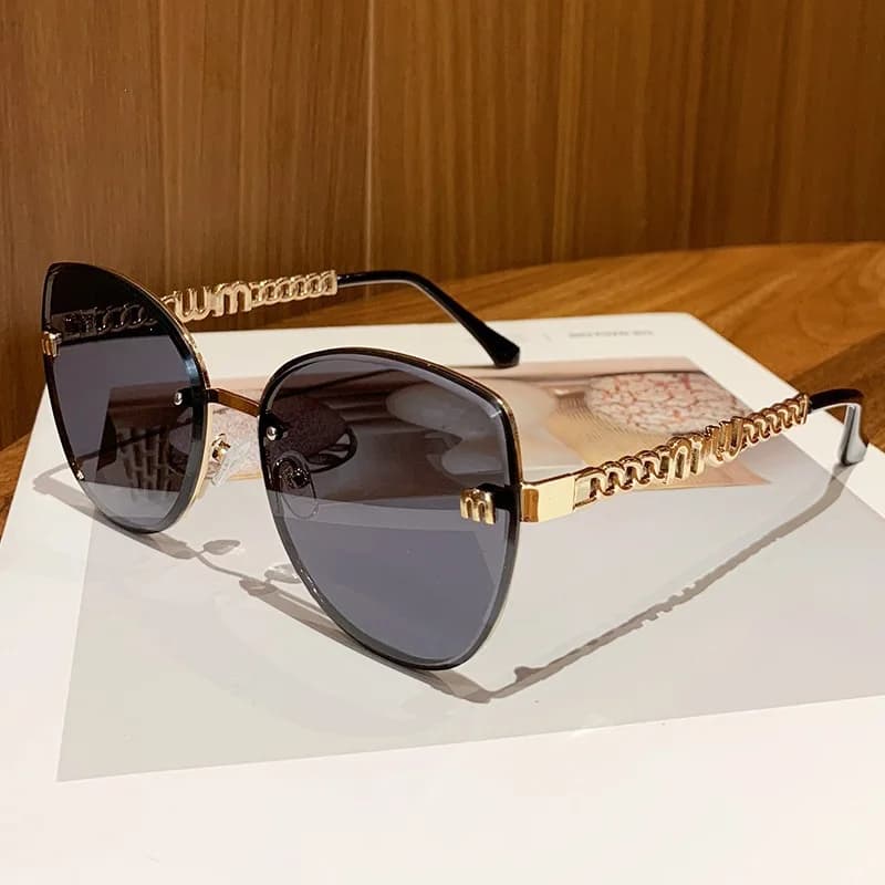 Lunettes de soleil surdimensionnées de luxe à monture métallique pour femmes, protection UV, lunette