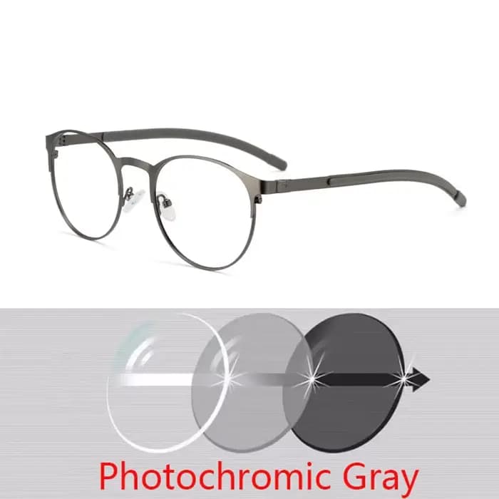 Lunettes photochromiques rétro, monture ronde en alliage, myopie, Protection UV d'extérieur, dioptri