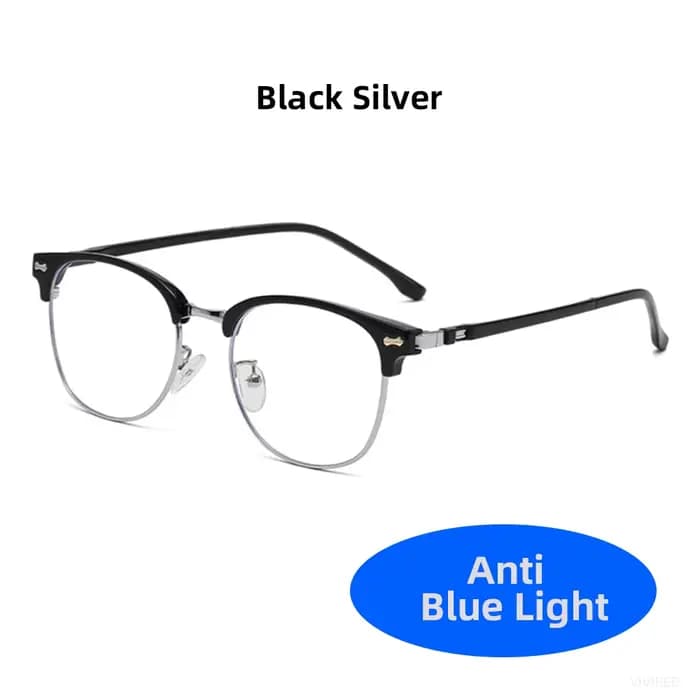 VIVIBEE rétro Semi sans monture bleu lumière bloquant lunettes hommes TR90 Vintage Anti ordinateur r
