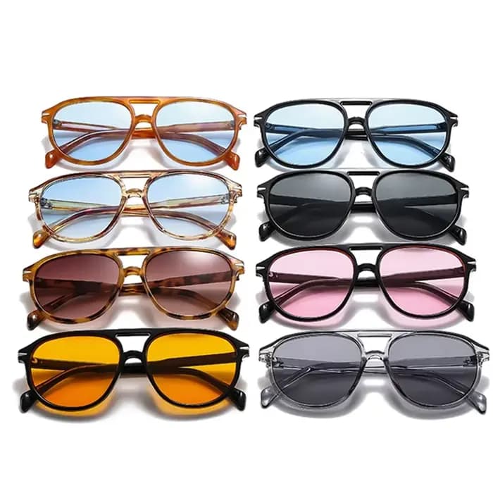 SO & EI rétro Double ponts pilote hommes Rivets lunettes de soleil marque de mode concepteur femmes