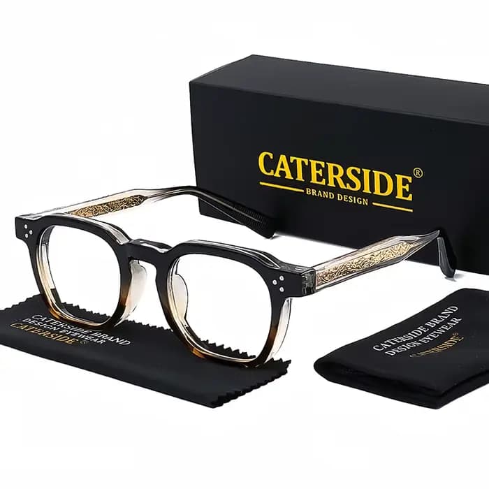 Caterside Nouvelles Lunettes Carrées Plates pour Hommes et Femmes, Monture Rétro en TR, Lunettes de
