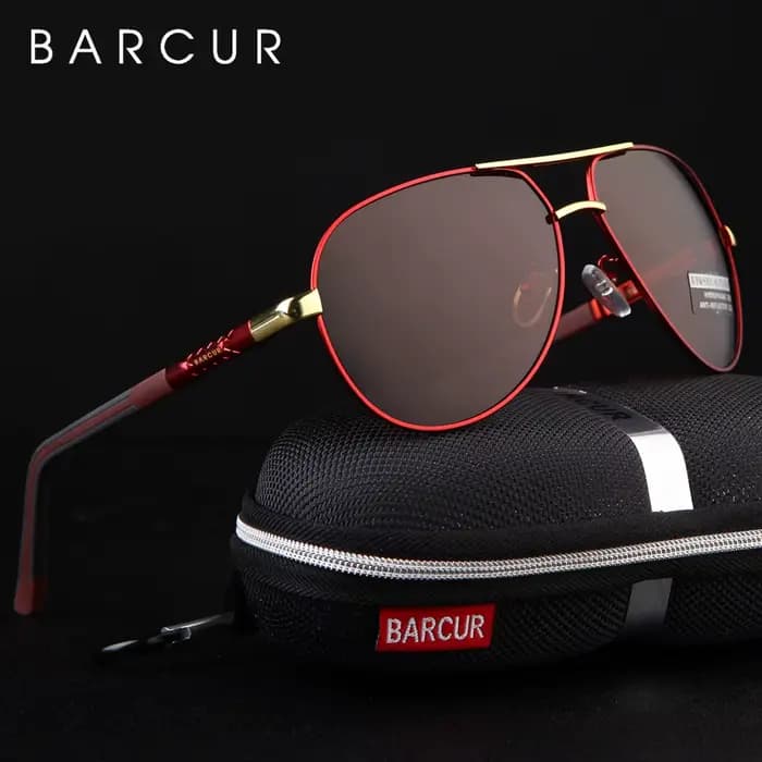 BARCUR Vintage lunettes de soleil en aluminium hommes revêtement polarisé lunettes de soleil classiq