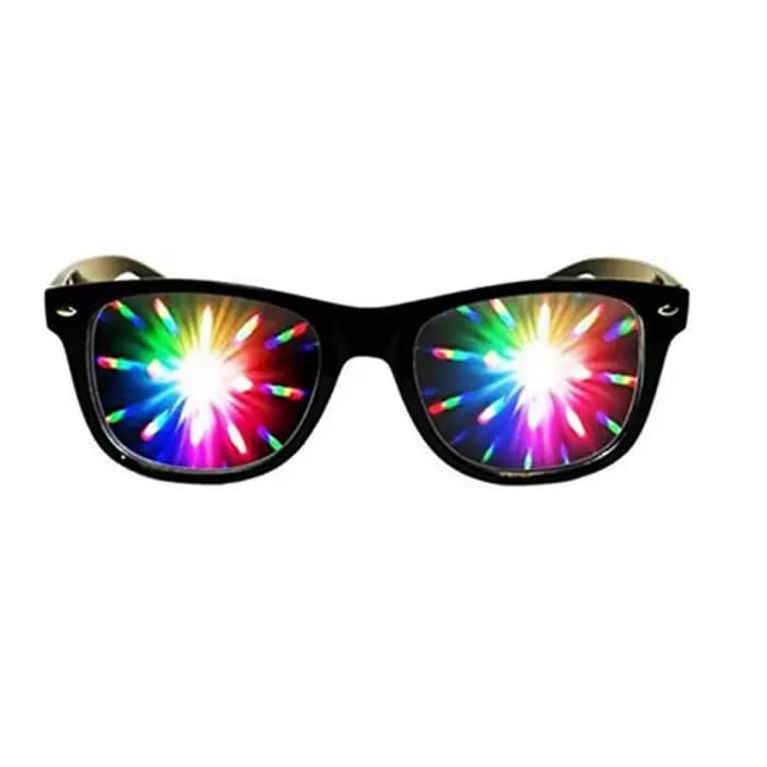 Lunettes de Diffraction effet prisme 3D pour femmes, lunettes de soleil rectangulaires arc-en-ciel,