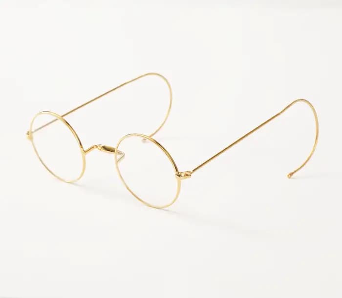 Lunettes rondes vintage de 44 mm avec monture en fil doré sans plaquettes de nez, monture optique av