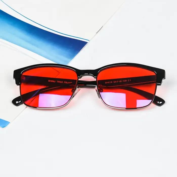 SHINU lunettes à lentilles rouges hommes meilleur sommeil lentille rouge lumière bleue bloquant les