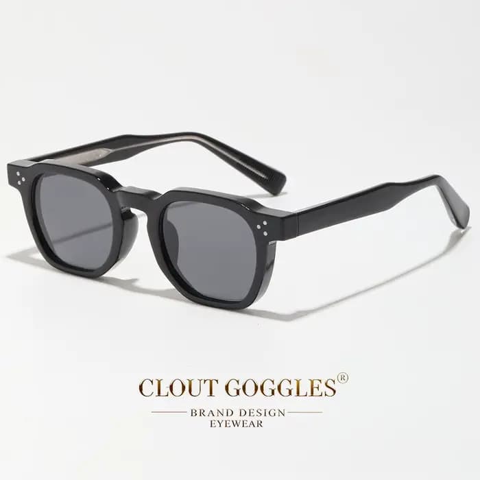 CLOUT GOGGLES Lunettes de soleil classiques rétro pour hommes et femmes, monture carrée à rivets TR+