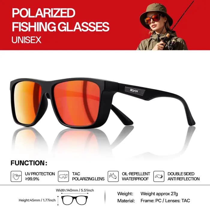 Lunettes de soleil polarisées SCVCN pour la pêche, les sports nautiques, le cyclisme, protection UV4