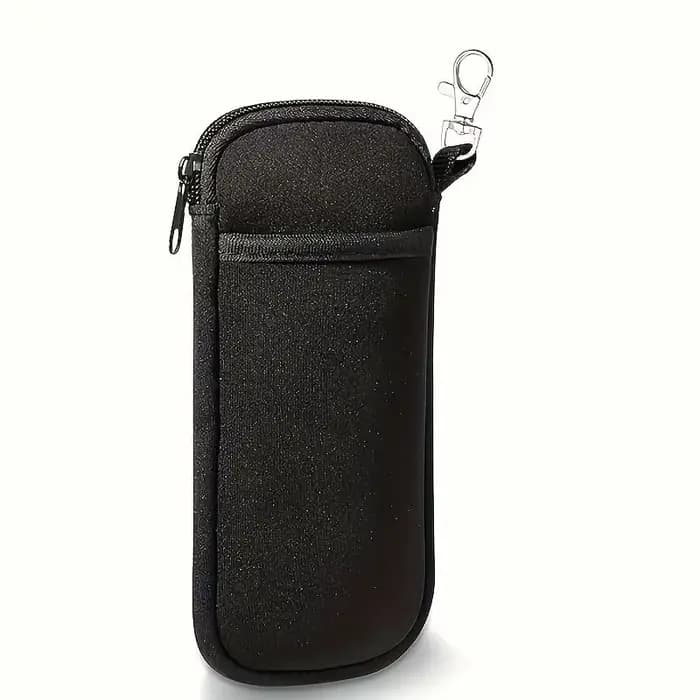 Étui à lunettes souple portable avec fermeture éclair et mousqueton, étui à lunettes de soleil, poch