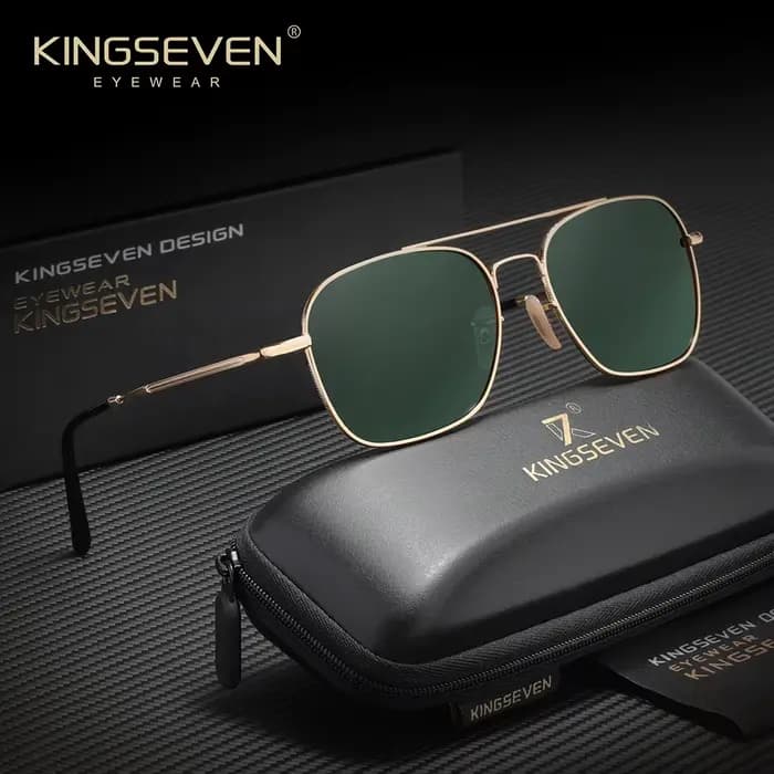 Lunettes de soleil de marque KINGSEVEN pour hommes, monture carrée en alliage, populaires, polarisée