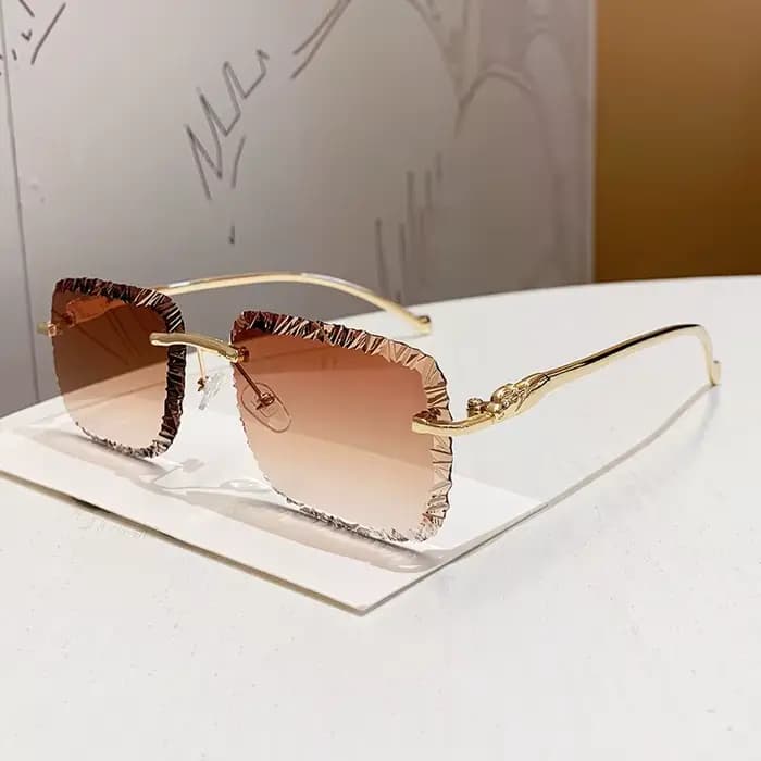 Nouvelles Lunettes de Soleil Carrées Sans Monture Tendance pour Femmes et Hommes, Verres Dégradés Vi