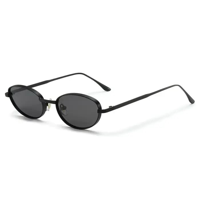Lunettes de soleil anti-UV ovales personnalisées de style européen et américain, monture fine en mét