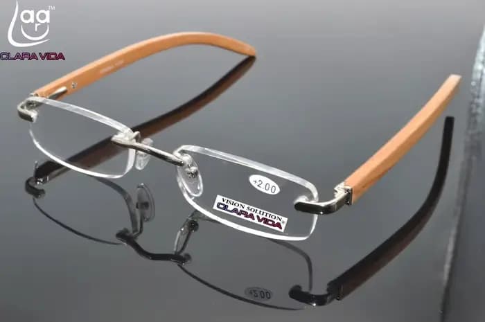 Lunettes de lecture pieds de bambou en bois sans monture pour hommes et femmes, verres en résine en