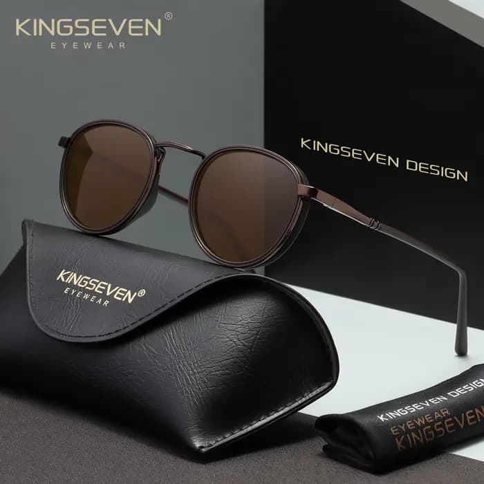 KINGSEVEN Original casual cadre rond lunettes de soleil mode hommes polarisées UV400 luxe rétro femm