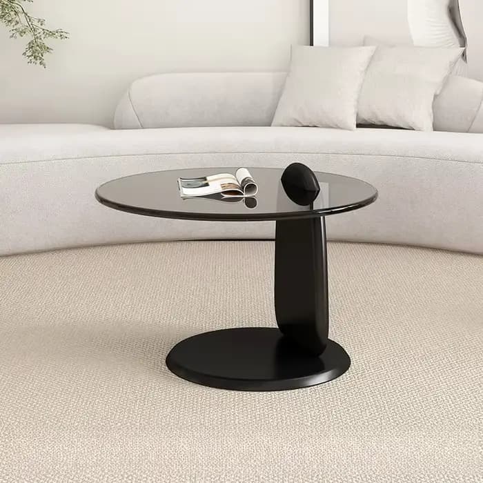 Table basse en verre avec Sculpture moderne, Table centrale en verre trempé, Style artistique, salon