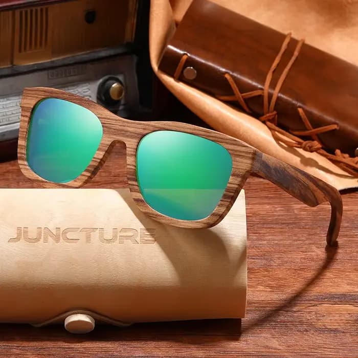 JUNCTURE mode bambou bois Vintage carré lunettes de soleil hommes femmes marque de luxe concepteur l
