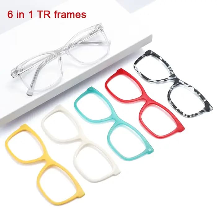 Lunettes décoratives à Clips magnétiques 6 en 1, Anti-lumière bleue, monture de lunettes multicolore