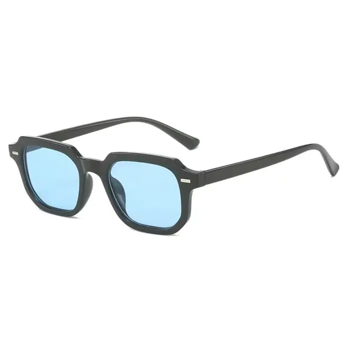 Lunettes de soleil rétro à monture polygonale avec branches rayées et rivets, protection UV 400, sty