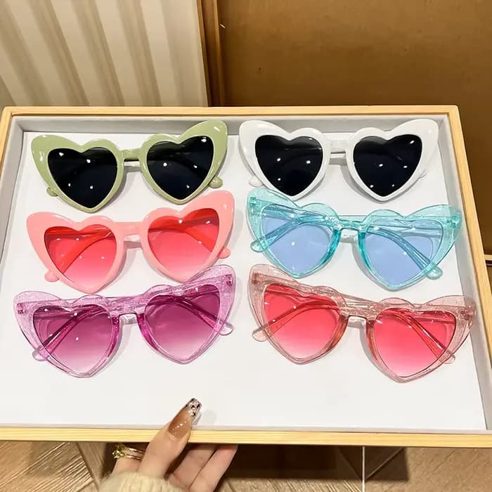 Lunettes de soleil Vintage rétro Instagram en forme de cœur, transparentes, roses, brillantes, pour