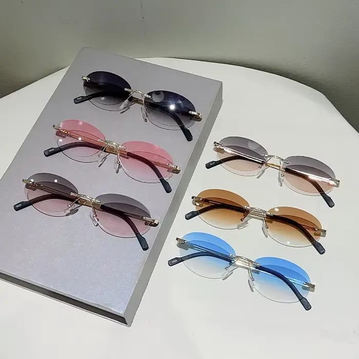 KAMMPT sans monture ovale lunettes de soleil hommes mode dégradé décor nuances femmes 2025 nouveau à