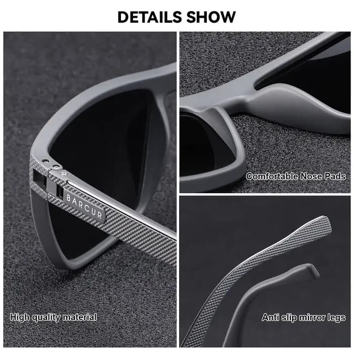 BARCUR Lunettes de soleil de base classiques légères et confortables avec matériau de lentille Tac r