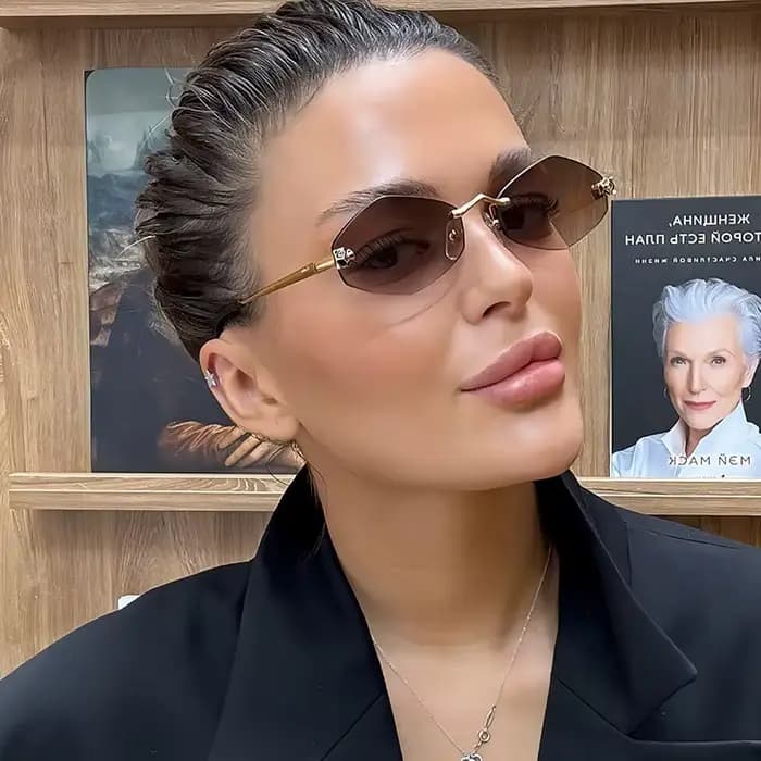 Lunettes de soleil polygone de luxe pour femmes Hipster lunettes de soleil sans monture irrégulières