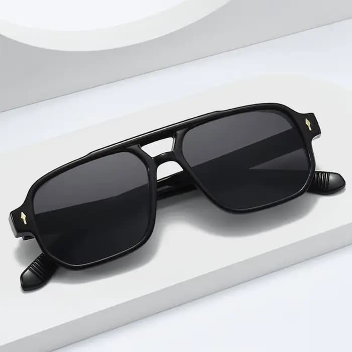 SO & EI Vintage Double ponts hommes lunettes de soleil carrées mode clair océan lentille lunettes fe