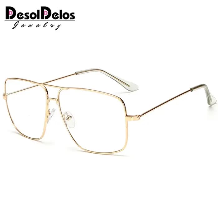 DesolDelos Vintage or métal cadre lunettes hommes femmes lunettes de soleil rétro carré optique lent