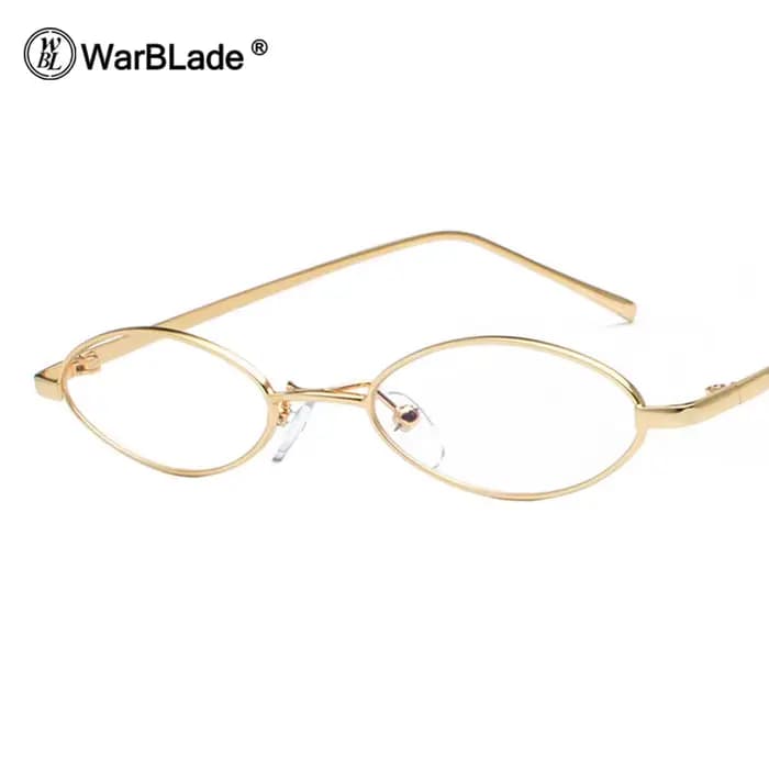 WarBlade-Petite monture de lunettes ovales rétro pour hommes et femmes, monture en métal doré, lenti