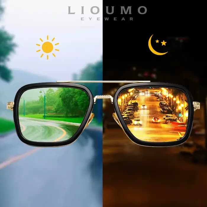 LIOUMO – lunettes de soleil polarisées et photochromiques Tony Stark pour hommes et femmes, lunettes