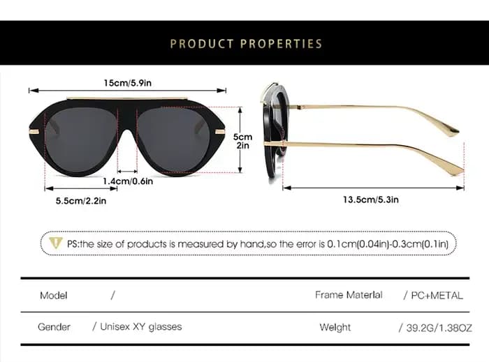 Nouvelles lunettes de soleil aviateur surdimensionnées unisexe – Style rétro années 70, monture doré