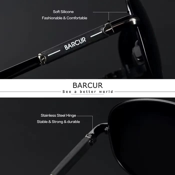 BARCUR-Lunettes de soleil polarisées pour hommes et femmes, accessoires de conduite