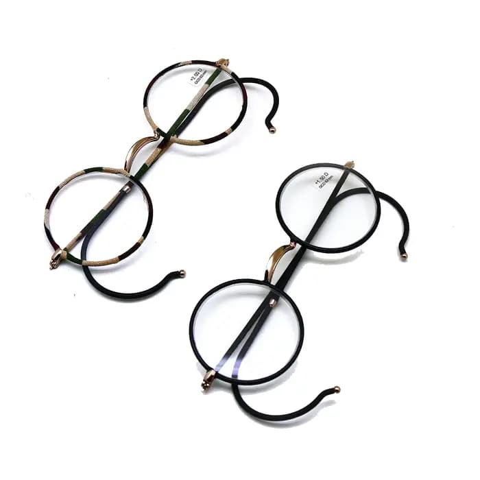 Lunettes de lecture rétro, monture ronde en métal + lecteur de poche portable 1.0 à + 3.5