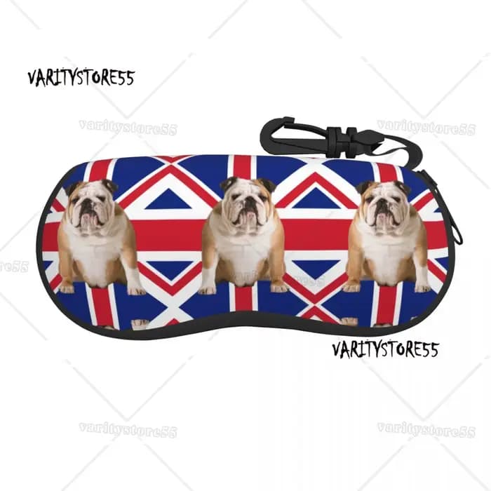 Étui à lunettes Union Jack Bulldog anglais, coque de protection, étui à lunettes de soleil mignon, s