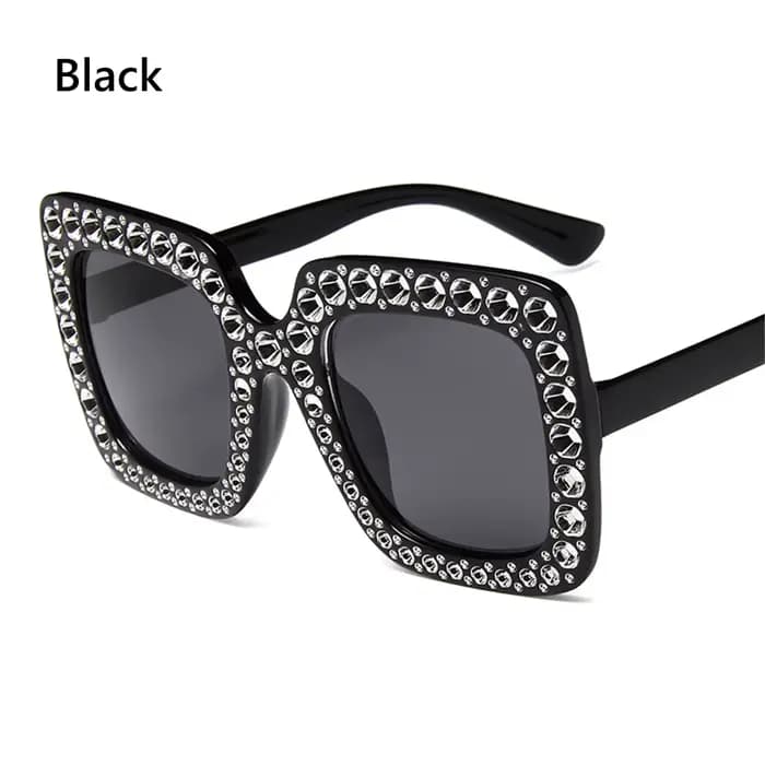 Lunettes de soleil surdimensionnées pour femmes, monture carrée noire, verres UV400, lunettes de sol