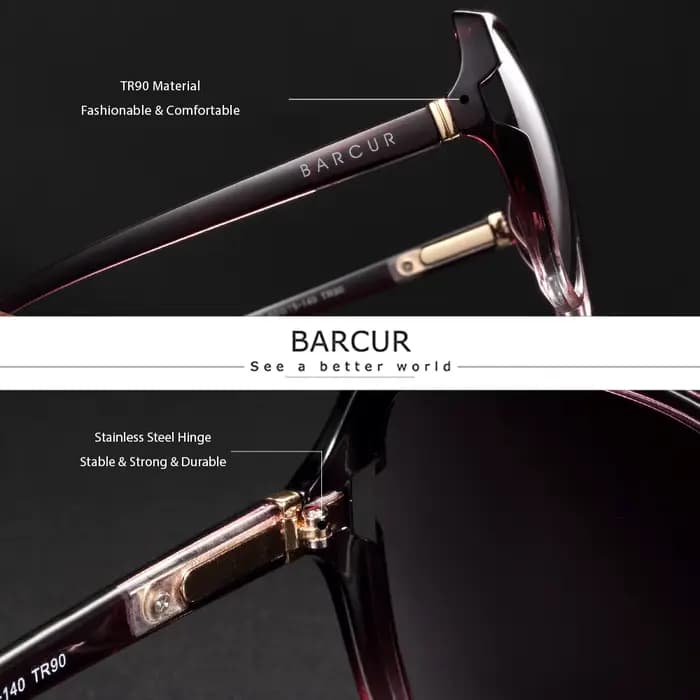 BARCUR – lunettes de soleil polarisées surdimensionnées pour femmes, verres dégradés pour dames, Pro