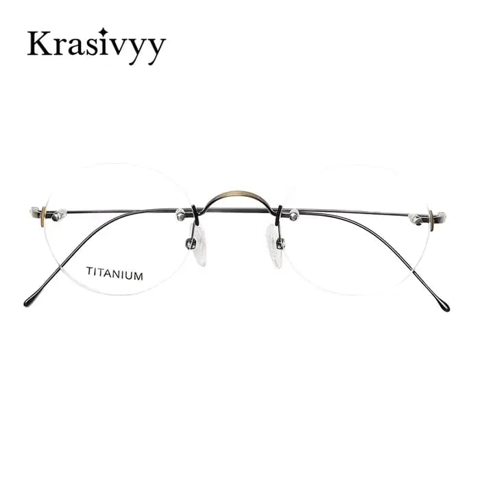 Krasivyy Vintage rond sans monture lunettes hommes titane optique myopie Prescription lunettes femme