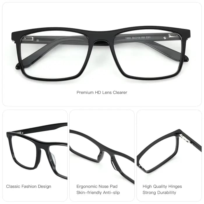 ZENOTTIC tendance lunettes optiques en acétate grand cadre carré solide épissage lunettes mode sans