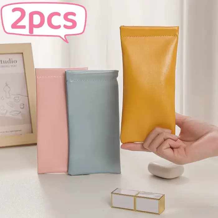 Étui à lunettes de soleil à fermeture automatique, 2 pièces, sac de rangement de lunettes en cuir PU