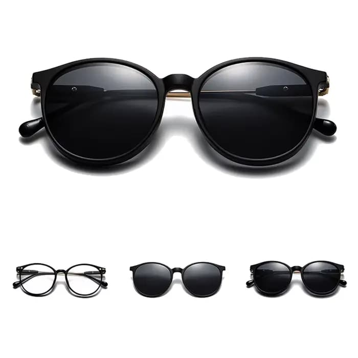 Lunettes de soleil à clip polarisées noires pour femmes, monture myopie TR90, aspiration magnétique,