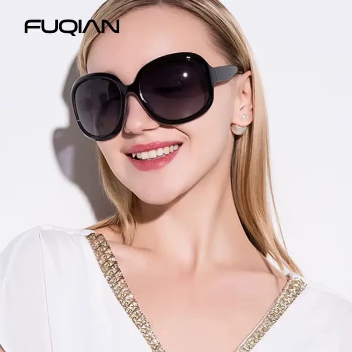 FUQIAN marque Design élégant polarisé surdimensionné rond lunettes de soleil femmes Simple mode gran